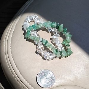Jade and Crystal Stretch Bracelets
